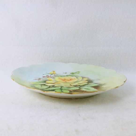 Collector Plate Yellow Rose Hand Painted LB Chaffee Bavaria 9" Hallmarked Signed - Picture 5 of 7